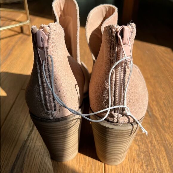 New dolce vita dv8 tan beige heel ankle boots shai suede leather - Picture 4 of 9